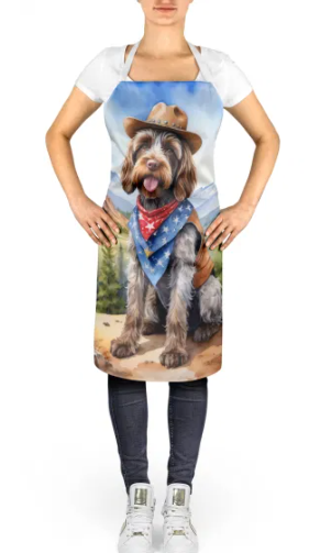 Wirehaired Pointing Griffon - Welcome Cowboy Apron for Cooking, Baking and Crafts for Adult Women and Men - Unisex Large