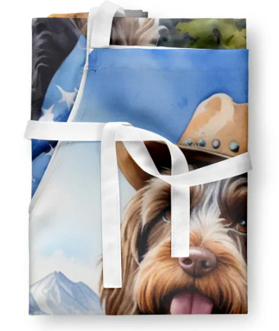 Wirehaired Pointing Griffon - Welcome Cowboy Apron for Cooking, Baking and Crafts for Adult Women and Men - Unisex Large