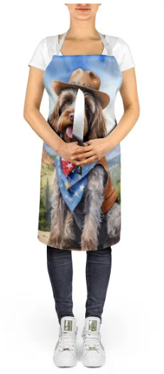 Wirehaired Pointing Griffon - Welcome Cowboy Apron for Cooking, Baking and Crafts for Adult Women and Men - Unisex Large