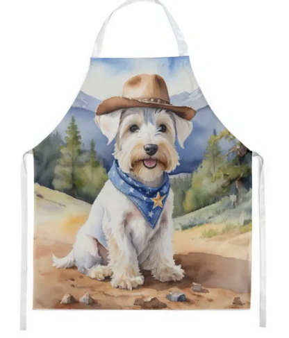 Sealyham Terrier - Welcome Cowboy Apron for Cooking, Baking and Crafts for Adult Women and Men - Unisex Large