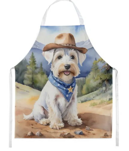 Sealyham Terrier - Welcome Cowboy Apron for Cooking, Baking and Crafts for Adult Women and Men - Unisex Large