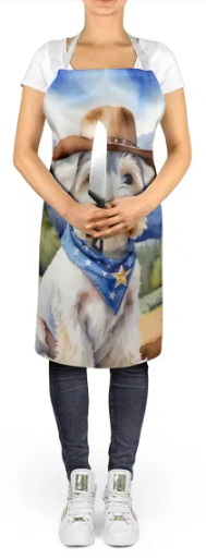 Sealyham Terrier - Welcome Cowboy Apron for Cooking, Baking and Crafts for Adult Women and Men - Unisex Large