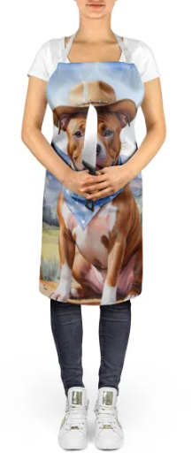 Staffordshire Bull Terrier - Welcome Cowboy Apron for Cooking, Baking and Crafts for Adult Women and Men - Unisex Large