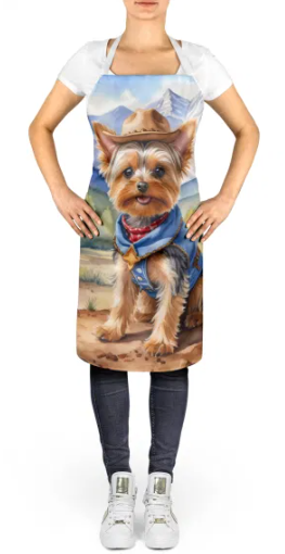 Yorkshire Terrier Yorkie - Welcome Cowboy Apron for Cooking, Baking and Crafts for Adult Women and Men - Unisex Large