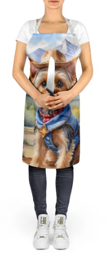 Yorkshire Terrier Yorkie - Welcome Cowboy Apron for Cooking, Baking and Crafts for Adult Women and Men - Unisex Large