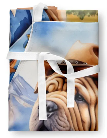 Shar Pei - Welcome Cowboy Apron for Cooking, Baking and Crafts for Adult Women and Men - Unisex Large