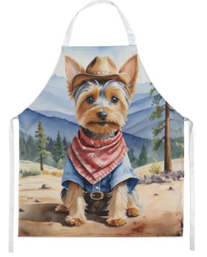 Silky Terrier - Welcome Cowboy Apron for Cooking, Baking and Crafts for Adult Women and Men - Unisex Large