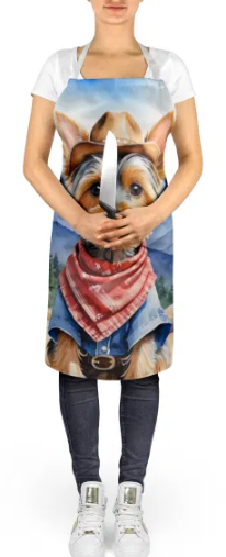 Silky Terrier - Welcome Cowboy Apron for Cooking, Baking and Crafts for Adult Women and Men - Unisex Large