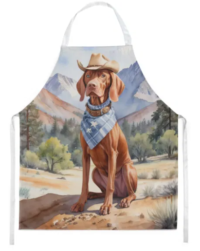 Vizsla - Welcome Cowboy Apron for Cooking, Baking and Crafts for Adult Women and Men - Unisex Large