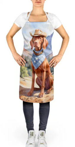 Vizsla - Welcome Cowboy Apron for Cooking, Baking and Crafts for Adult Women and Men - Unisex Large