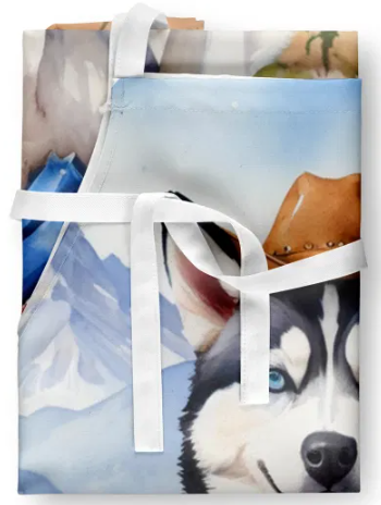 Siberian Husky - Welcome Cowboy Apron for Cooking, Baking and Crafts for Adult Women and Men - Unisex Large