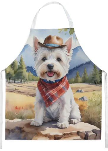 Westie - Welcome Cowboy Apron for Cooking, Baking and Crafts for Adult Women and Men - Unisex Large