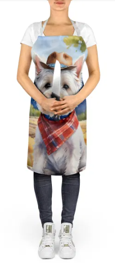 Westie - Welcome Cowboy Apron for Cooking, Baking and Crafts for Adult Women and Men - Unisex Large