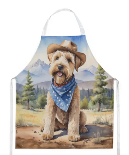 Wheaten Terrier - Welcome Cowboy Apron for Cooking, Baking and Crafts for Adult Women and Men - Unisex Large