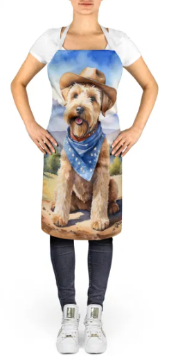 Wheaten Terrier - Welcome Cowboy Apron for Cooking, Baking and Crafts for Adult Women and Men - Unisex Large