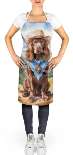 Sussex Spaniel - Cowboy Apron for Cooking, Baking and Crafts for Adult Women and Men - Unisex Large