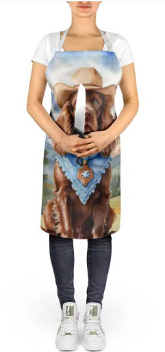 Sussex Spaniel - Cowboy Apron for Cooking, Baking and Crafts for Adult Women and Men - Unisex Large