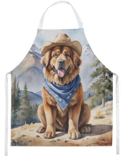 Tibetan Mastiff - Welcome Cowboy Apron for Cooking, Baking and Crafts for Adult Women and Men - Unisex Large