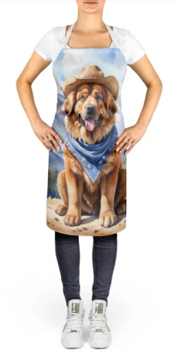 Tibetan Mastiff - Welcome Cowboy Apron for Cooking, Baking and Crafts for Adult Women and Men - Unisex Large