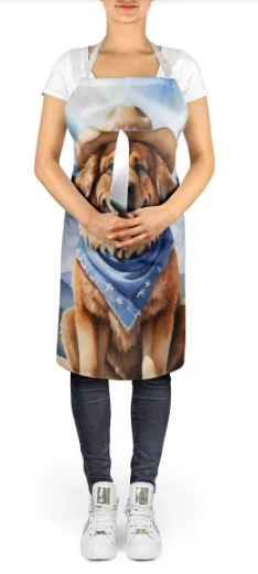 Tibetan Mastiff - Welcome Cowboy Apron for Cooking, Baking and Crafts for Adult Women and Men - Unisex Large