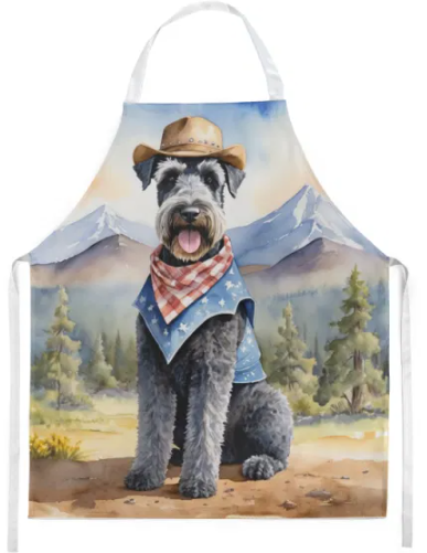 Kerry Blue Terrier - Welcome Cowboy Apron for Cooking, Baking and Crafts for Adult Women and Men - Unisex Large