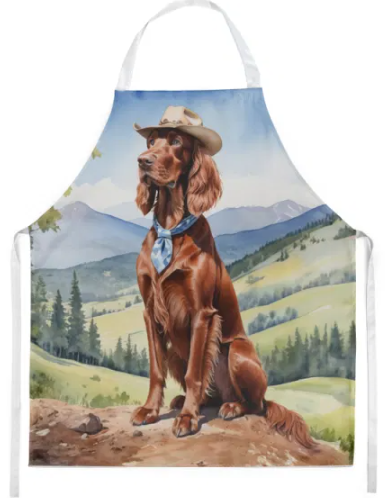 Irish Setter - Welcome Cowboy Apron for Cooking, Baking and Crafts for Adult Women and Men - Unisex Large