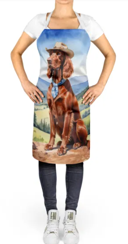 Irish Setter - Welcome Cowboy Apron for Cooking, Baking and Crafts for Adult Women and Men - Unisex Large