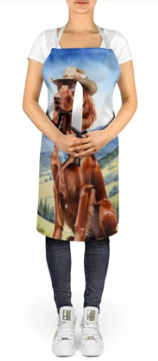 Irish Setter - Welcome Cowboy Apron for Cooking, Baking and Crafts for Adult Women and Men - Unisex Large