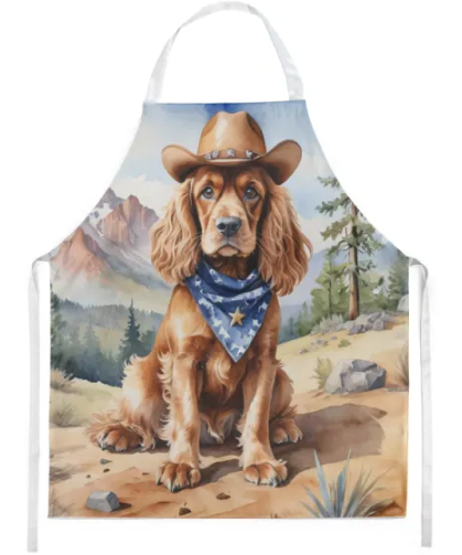 Cocker Spaniel - Welcome Cowboy Apron for Cooking, Baking and Crafts for Adult Women and Men - Unisex Large