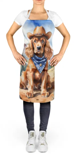 Cocker Spaniel - Welcome Cowboy Apron for Cooking, Baking and Crafts for Adult Women and Men - Unisex Large