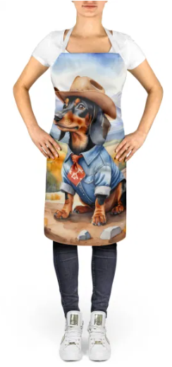 Dachshund - Welcome Cowboy Apron for Cooking, Baking and Crafts for Adult Women and Men - Unisex Large