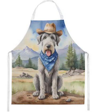 Irish Wolfhound - Welcome Cowboy Apron for Cooking, Baking and Crafts for Adult Women and Men - Unisex Large