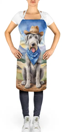 Irish Wolfhound - Welcome Cowboy Apron for Cooking, Baking and Crafts for Adult Women and Men - Unisex Large