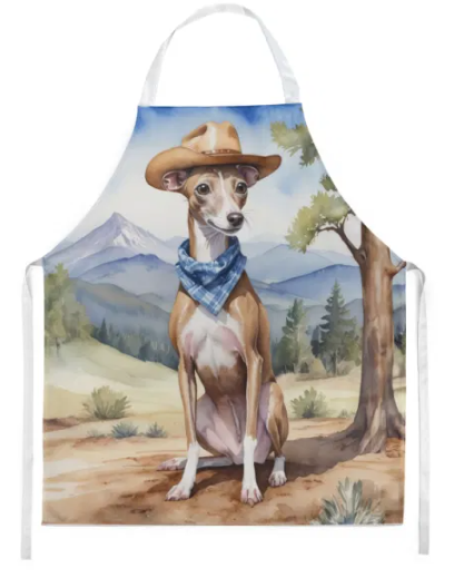 Italian Greyhound - Welcome Cowboy Apron for Cooking, Baking and Crafts for Adult Women and Men - Unisex Large