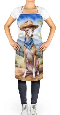 Italian Greyhound - Welcome Cowboy Apron for Cooking, Baking and Crafts for Adult Women and Men - Unisex Large