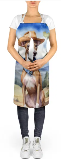 Italian Greyhound - Welcome Cowboy Apron for Cooking, Baking and Crafts for Adult Women and Men - Unisex Large