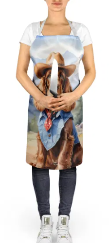 English Cocker Spaniel - Welcome Cowboy Apron for Cooking, Baking and Crafts for Adult Women and Men - Unisex Large