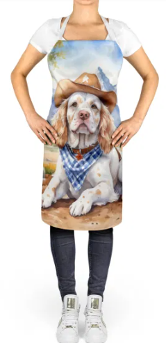 Clumber Spaniel - Welcome Cowboy Apron for Cooking, Baking and Crafts for Adult Women and Men - Unisex Large