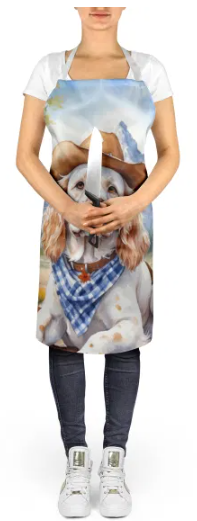 Clumber Spaniel - Welcome Cowboy Apron for Cooking, Baking and Crafts for Adult Women and Men - Unisex Large