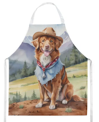 Nova Scotia Duck Tolling Retriever - Welcome Cowboy Apron for Cooking, Baking and Crafts for Adult Women and Men - Unisex Large