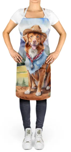 Nova Scotia Duck Tolling Retriever - Welcome Cowboy Apron for Cooking, Baking and Crafts for Adult Women and Men - Unisex Large