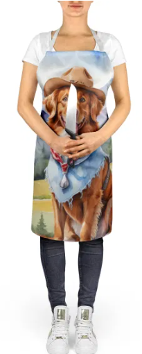 Nova Scotia Duck Tolling Retriever - Welcome Cowboy Apron for Cooking, Baking and Crafts for Adult Women and Men - Unisex Large