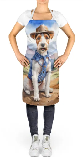 Fox Terrier - Welcome Cowboy Apron for Cooking, Baking and Crafts for Adult Women and Men - Unisex Large