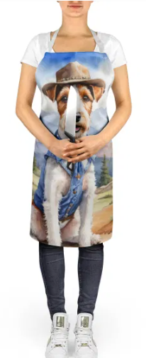 Fox Terrier - Welcome Cowboy Apron for Cooking, Baking and Crafts for Adult Women and Men - Unisex Large