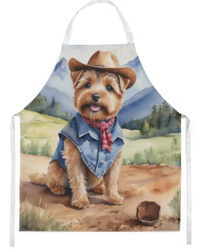 Norfolk Terrier - Welcome Cowboy Apron for Cooking, Baking and Crafts for Adult Women and Men - Unisex Large