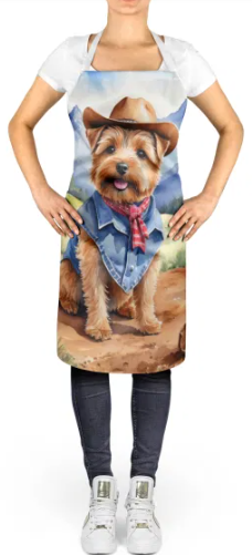 Norfolk Terrier - Welcome Cowboy Apron for Cooking, Baking and Crafts for Adult Women and Men - Unisex Large