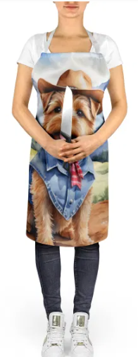 Norfolk Terrier - Welcome Cowboy Apron for Cooking, Baking and Crafts for Adult Women and Men - Unisex Large