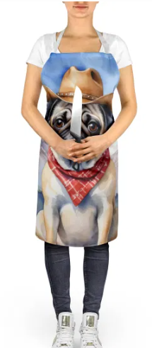 Pug - Welcome Cowboy Apron for Cooking, Baking and Crafts for Adult Women and Men - Unisex Large