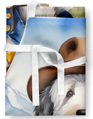 Old English Sheepdog - Welcome Cowboy Apron for Cooking, Baking and Crafts for Adult Women and Men - Unisex Large