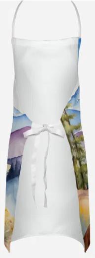 Old English Sheepdog - Welcome Cowboy Apron for Cooking, Baking and Crafts for Adult Women and Men - Unisex Large